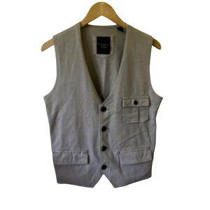 Civil Society Vest Mens Grey Black Buttons 3 Front Pockets S